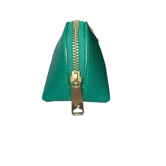 EUC Ralph Lauren Womens Green Textured Zippered Rectangular Cosmetic Pouch - Picture 4 of 9